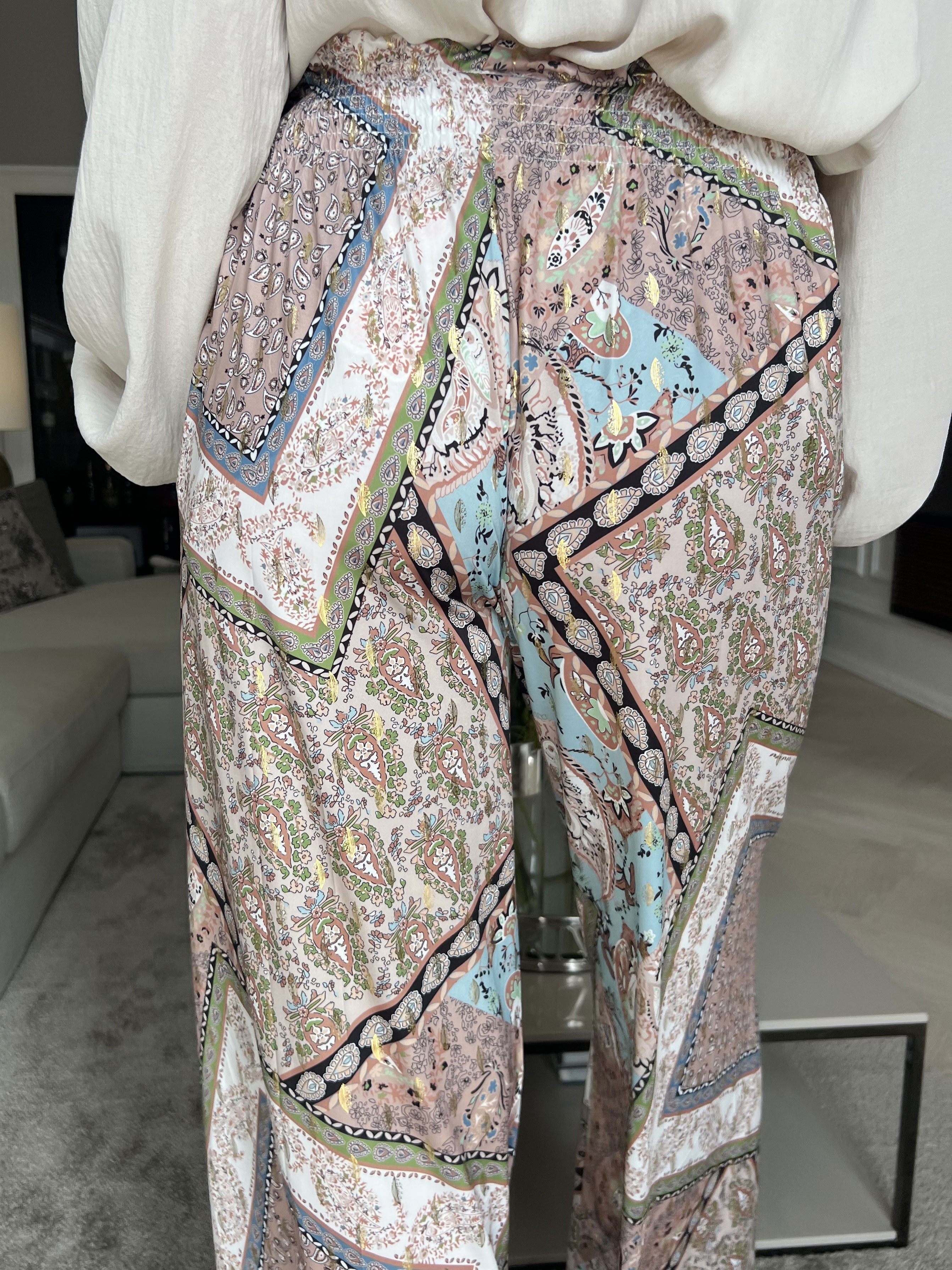 Pams Pants Paisley - Løse mønstret bukser i elastisk stof